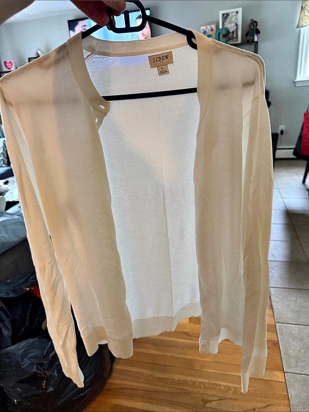 J.Crew Open Front Cardigan in White Size Large